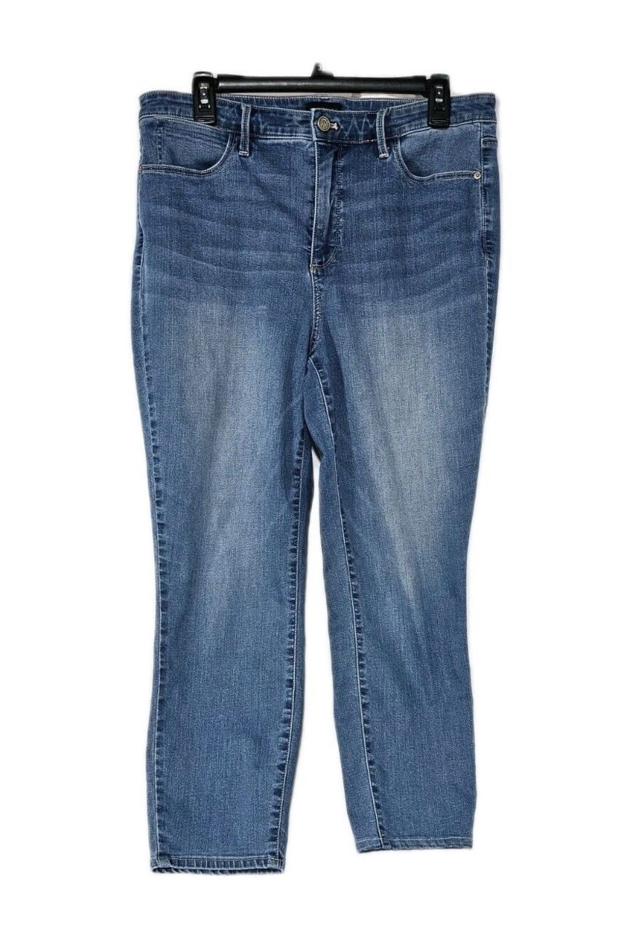 Talbots Crop Jeggings Size 12 Blue Stretch Denim High Rise Skinny Ankle EUC - Picture 2 of 7
